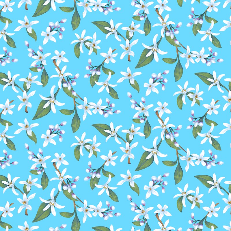 Blue - Lemon Blossoms - Fabrics, Studio E, Squeeze the Day - Product ...